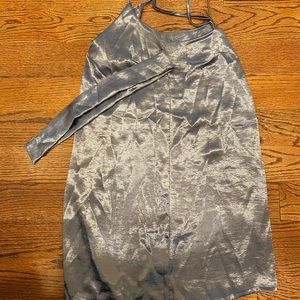 Blue mini satin slip dress